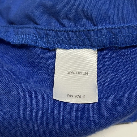 J Jill Women 2X Love Linen Pant Straight Leg Cuff Blue Pull On Stretch Waist - Picture 8 of 11